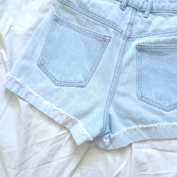 Zara Denim High Waisted Yellow Striped Jeans Shorts Sz 2 - Picture 16 of 16